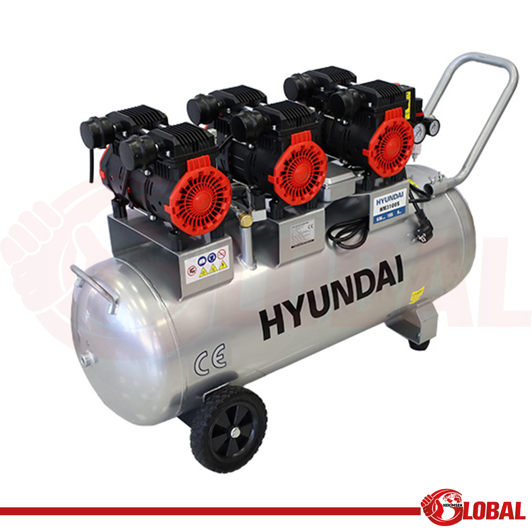 HYUNDAI HM3100S KOMPRESÖR SESSİZ&YAĞSIZ 6HP 100 LT
