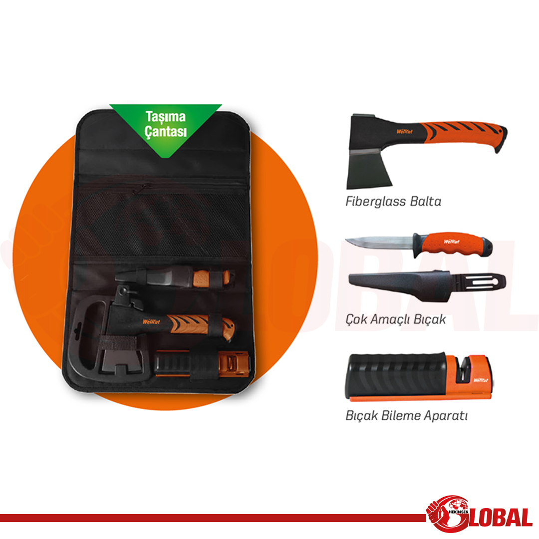 WELKUT WSXK3 ÇOK AMAÇLI BIÇAK - BALTA (KAMP)SETİ